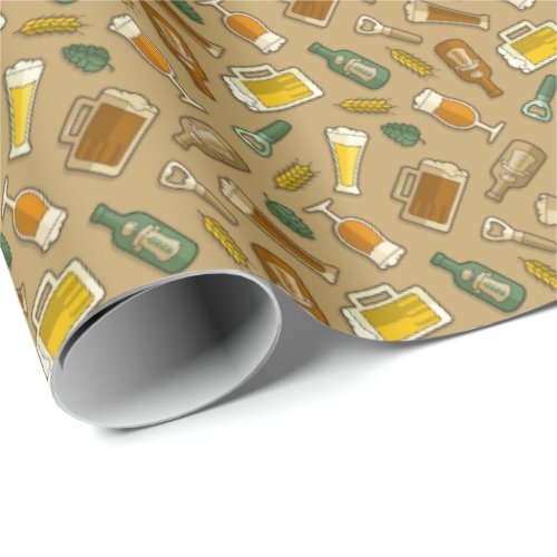 Beer Icons Pattern Wrapping Paper