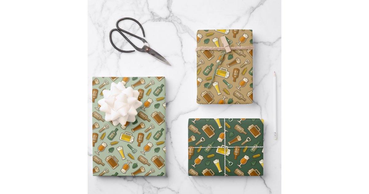 Beer Icons Pattern Wrapping Paper Sheets | Zazzle