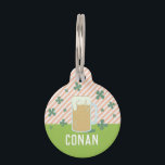 Beer Irish Pet ID Tag<br><div class="desc">This Beer Irish Pet ID Tag features a delightful frothy mug set against a backdrop adorned with clover motifs, evoking the convivial spirit of St. Patrick's Day. It's a whimsical and charming accessory for a pet who brings a touch of luck and joy wherever they roam. Your pets name is...</div>