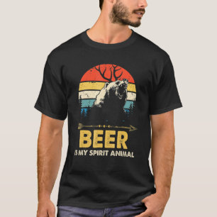 Beer Is My Spirit Animal Bear Deer Drink Pub Retr T-Shirt