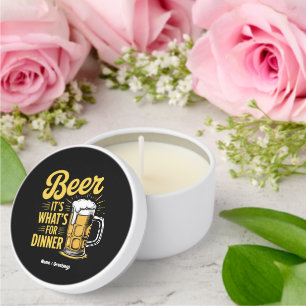 Beer It's What's For Dinner Funny Drinking Lover  Mini Candle Favors