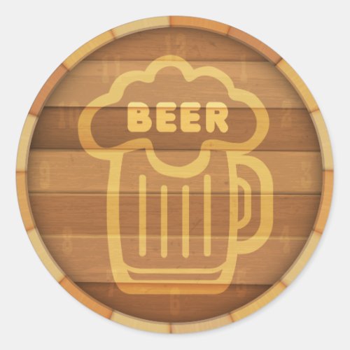 Beer Keg Classic Round Sticker