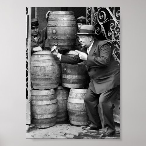 Beer Kegs Prohibition Black and WhiteVintage Art Poster