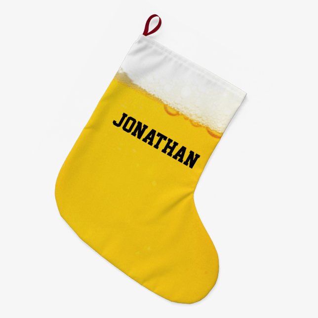 Beer Large Christmas Stocking (Front (Hanging))