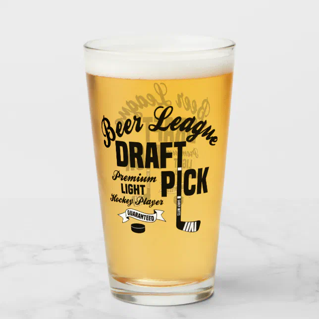 Beer League Hockey Draft Pick Premium Light Player Glass Zazzle