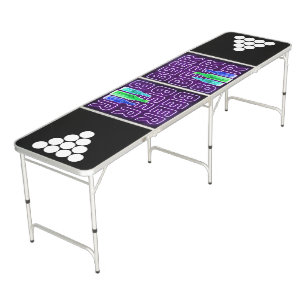 Beer LED Neon Lights & Beer Bottles Golden Purple Pong Table