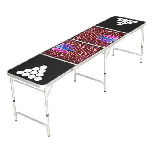 Beer LED Neon Lights  Beer Bottles Red Beer Pong Table