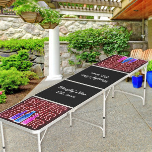 Beer LED Neon Wire Light & Beer Bottle - Red Black Beer Pong Table