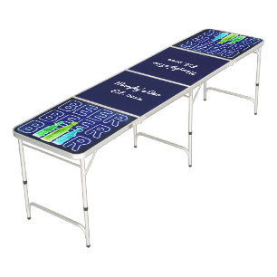 Beer LED Neon Wire Light & Beer Bottles Dark Blue Pong Table