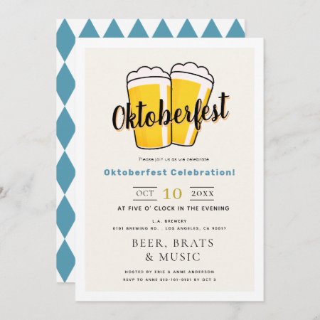 Beer Light Beige Oktoberfest Fall Party Invitation