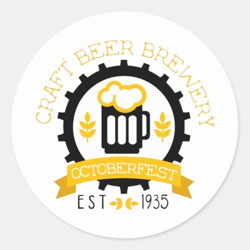 Beer Logo Design Template With Pint Classic Round Sticker