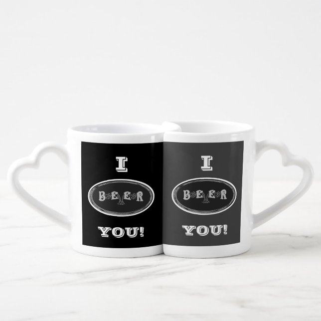 Beer Love, Black & White Coffee Mug Set (Front Nesting)