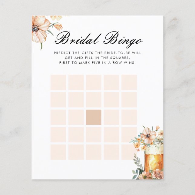 Beer Love is Brewing Bingo Bridal Shower Game (Front)