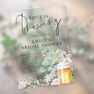Beer Love is Brewing Bridal Shower Acrylic Invitations