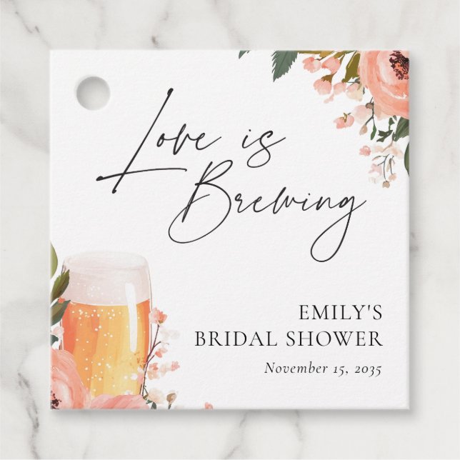 Beer Love is Brewing Bridal Shower Favor Tags (Front)