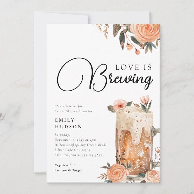 Beer Love is Brewing Bridal Shower Invitation (Front)