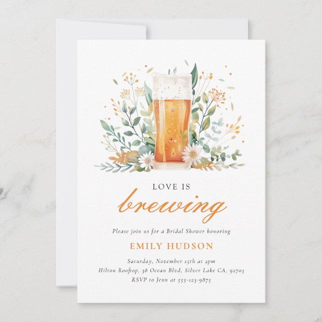 Beer Love is Brewing Bridal Shower Invitation (Front)