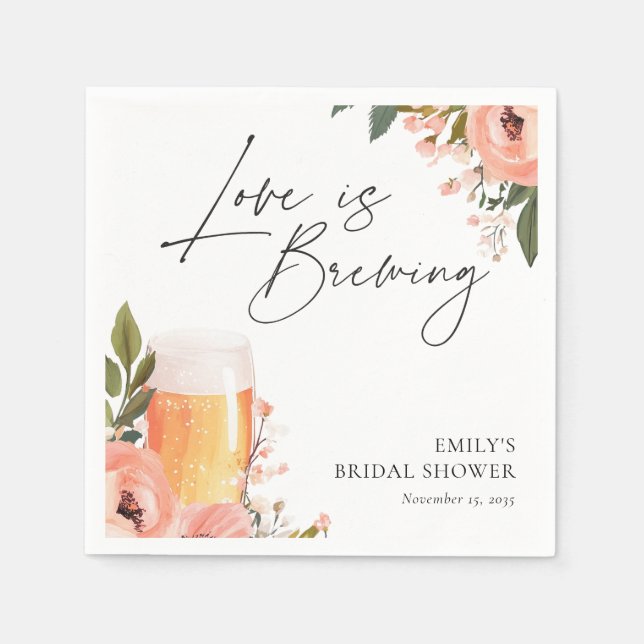 Beer Love is Brewing Bridal Shower Napkins (Front)