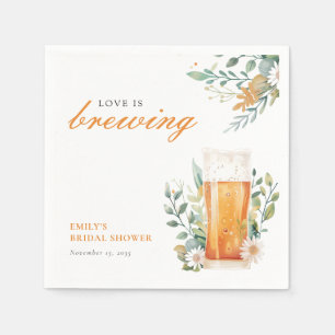 Beer Love is Brewing Bridal Shower Napkins