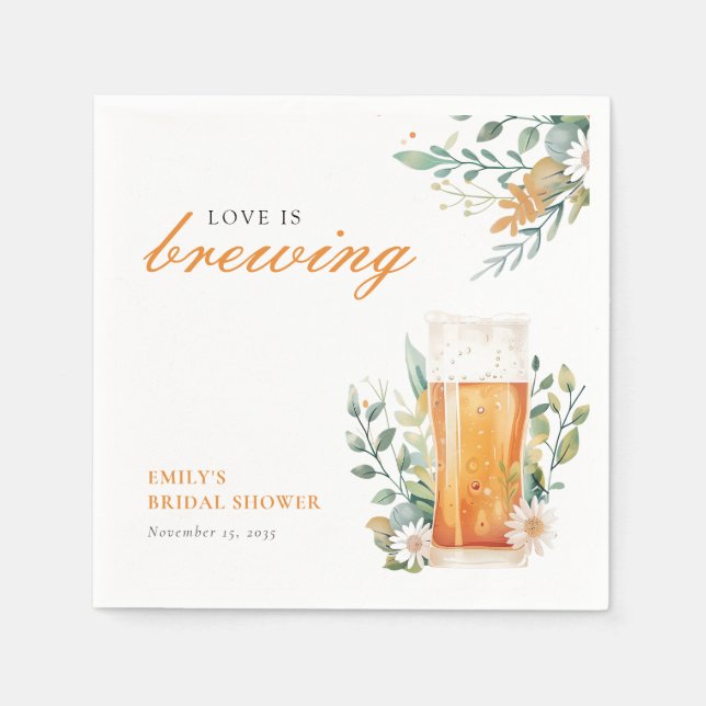 Beer Love is Brewing Bridal Shower Napkins (Front)