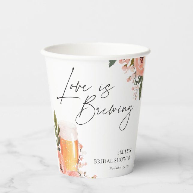 Beer Love is Brewing Bridal Shower Paper Cups (Front)