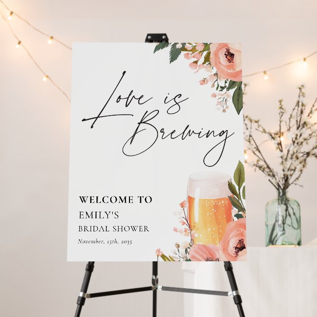 Beer Love is Brewing Bridal Shower Welcome Sign (In Situ (Stand))
