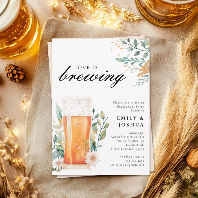 Beer Love is Brewing Engagement Party Invitation (Creator Uploaded)