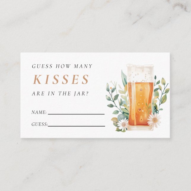 Beer Love is Brewing How Many Kisses Bridal Shower Enclosure Card (Front)