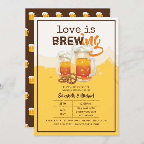 BEER _ Love is Brewing Wedding or Bridal Shower Invitation