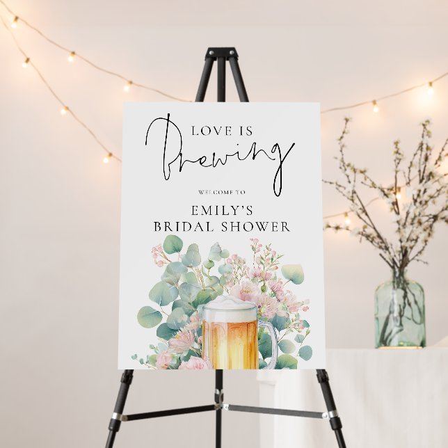 Beer Love is Brewing Welcome to Bridal Shower Foam Board (In Situ (Stand))