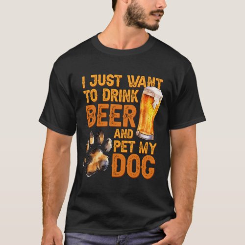 Beer Lover and His Dog  T_Shirt