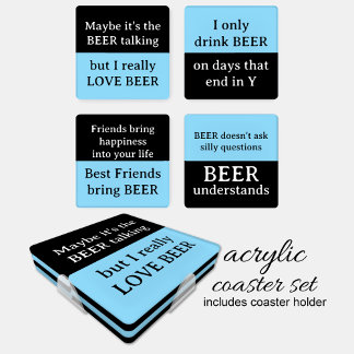 Beer lover blue black coaster set