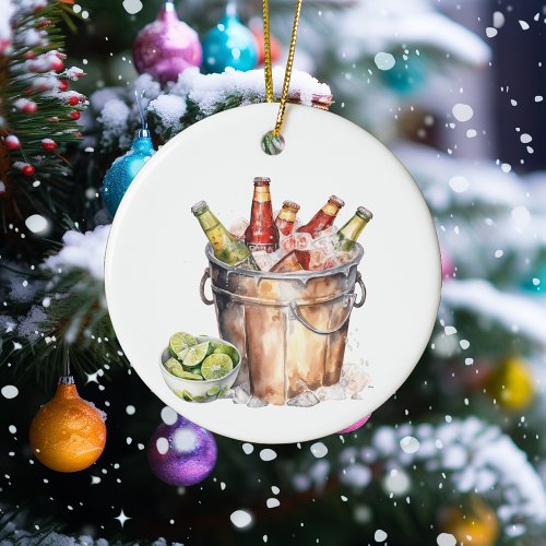 Beer Lover Bucket  Ceramic Ornament