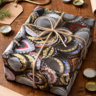 Beer Lover Cool Bottle Caps Pattern Wrapping Paper