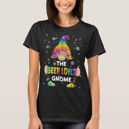 Beer Lover Gnome Merry Christmas Tie Dye Pajamas  T_Shirt