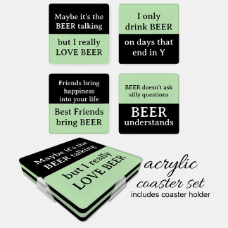 Beer lover green black coaster set