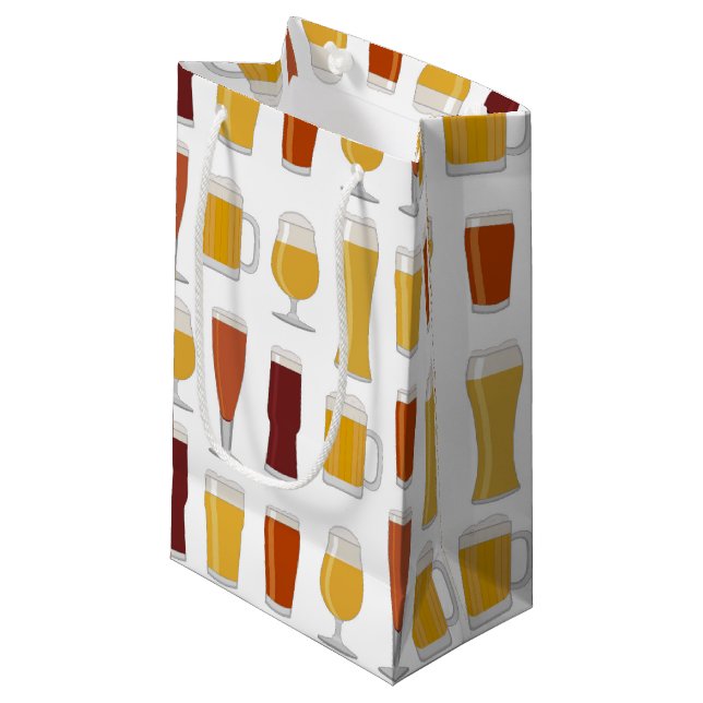 Beer Lover Print Small Gift Bag (Front Angled)