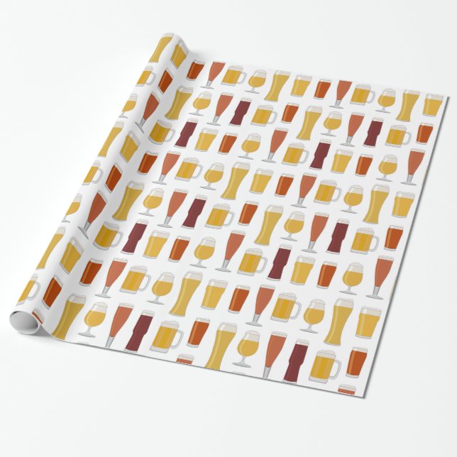 Beer Lover Print Wrapping Paper (Unrolled)