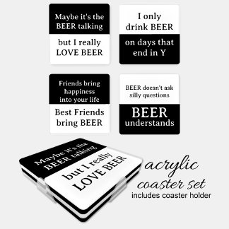 Beer lover white black coaster set