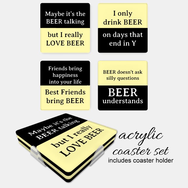Beer lover yellow black coaster set (Creator Uploaded)
