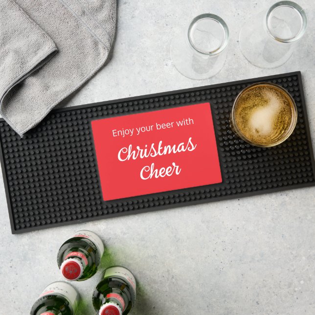 Beer Lover's Christmas Cheer Festive Red Bar Mat (Insitu (Bar 1))