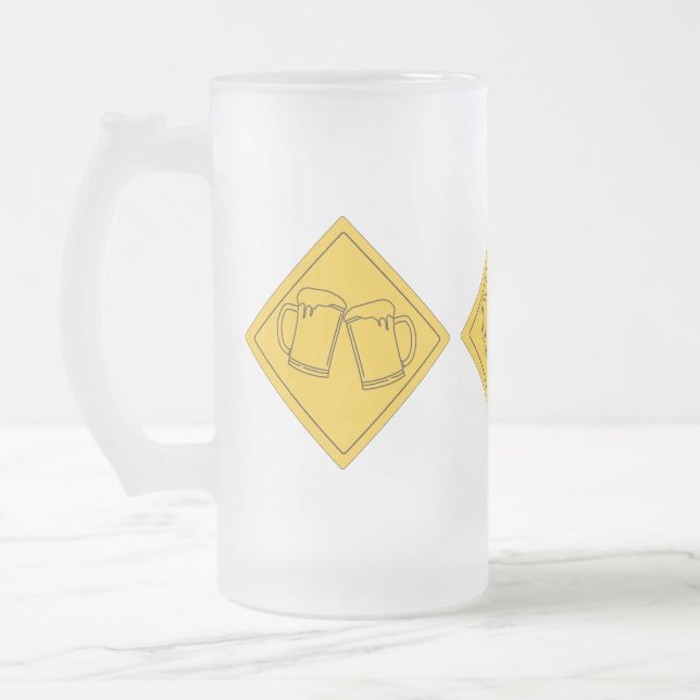 Beer Lovers Sign Frosted Glass Beer Mug (Left)