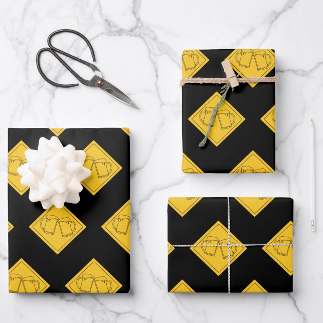 Beer Lovers Sign Wrapping Paper Sheets (Front)