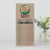Beer lovers tasting scorecard on faux kraft paper (Standing Front)