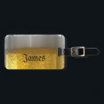 Beer Luggage Tag<br><div class="desc">Fun custom luggage tag, with graphics of beer and beer foam as a background. Personalize the black text, on the front and back, to suit your needs.</div>