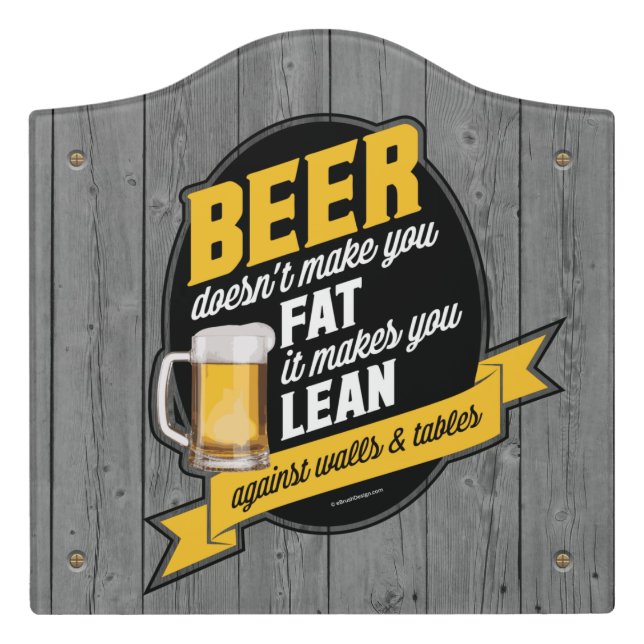 Beer Makes You Lean Door Sign (Large Crest Front)