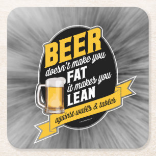 Beer Makes You Lean Square Paper Coaster