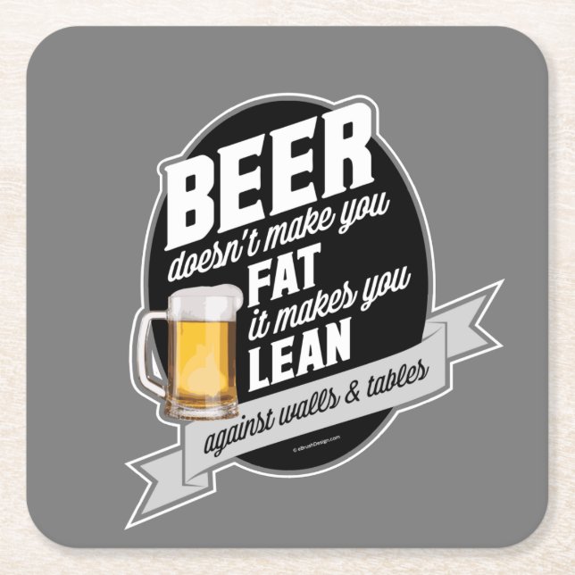 Beer Makes You Lean Square Paper Coaster (Front)
