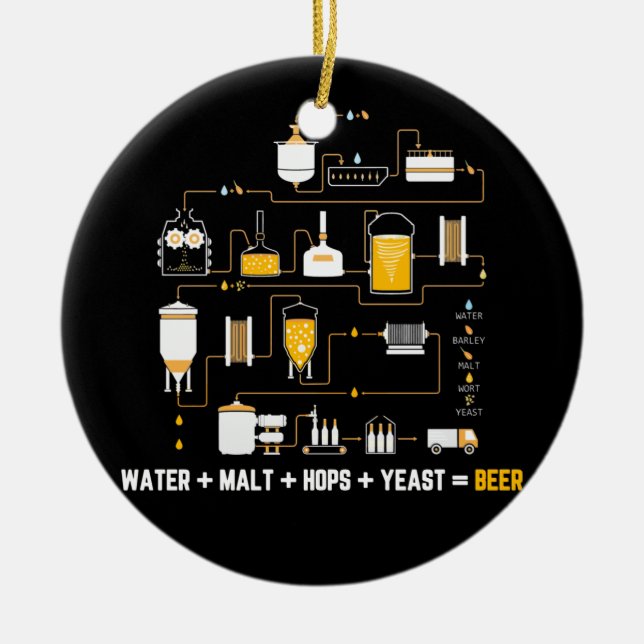 Beer Making Cycle Diagram For Homebrew Hops Yeast Ceramic Ornament (Front)