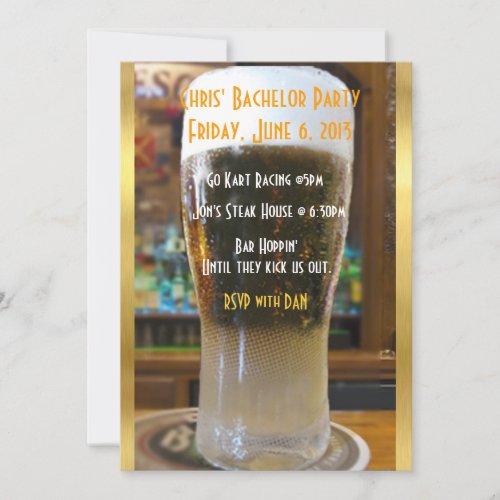 Beer me Bachelor party Invitation